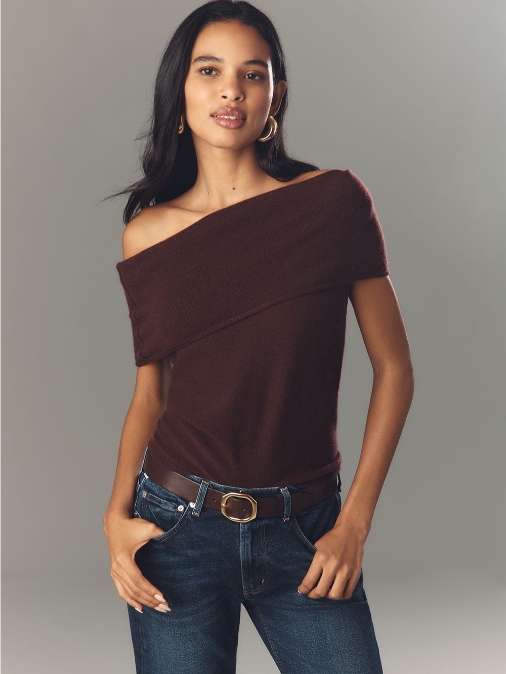 Pilcro Cashmere Off Shoulder Sweater Top